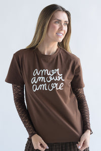 Fashion Styled T-shirt AMOR Café