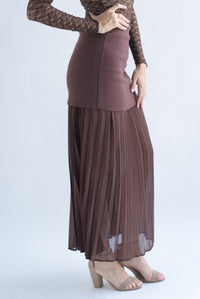 Fashion Styled Falda plisada en sobreposición Espresso