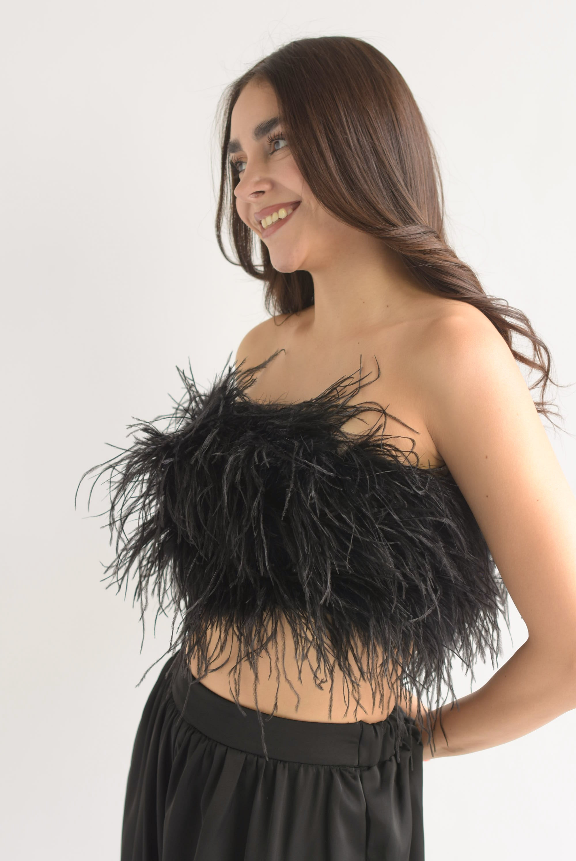 Top strapless plumas
