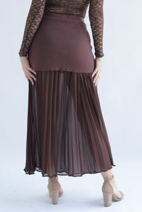Fashion Styled Falda plisada en sobreposición Espresso