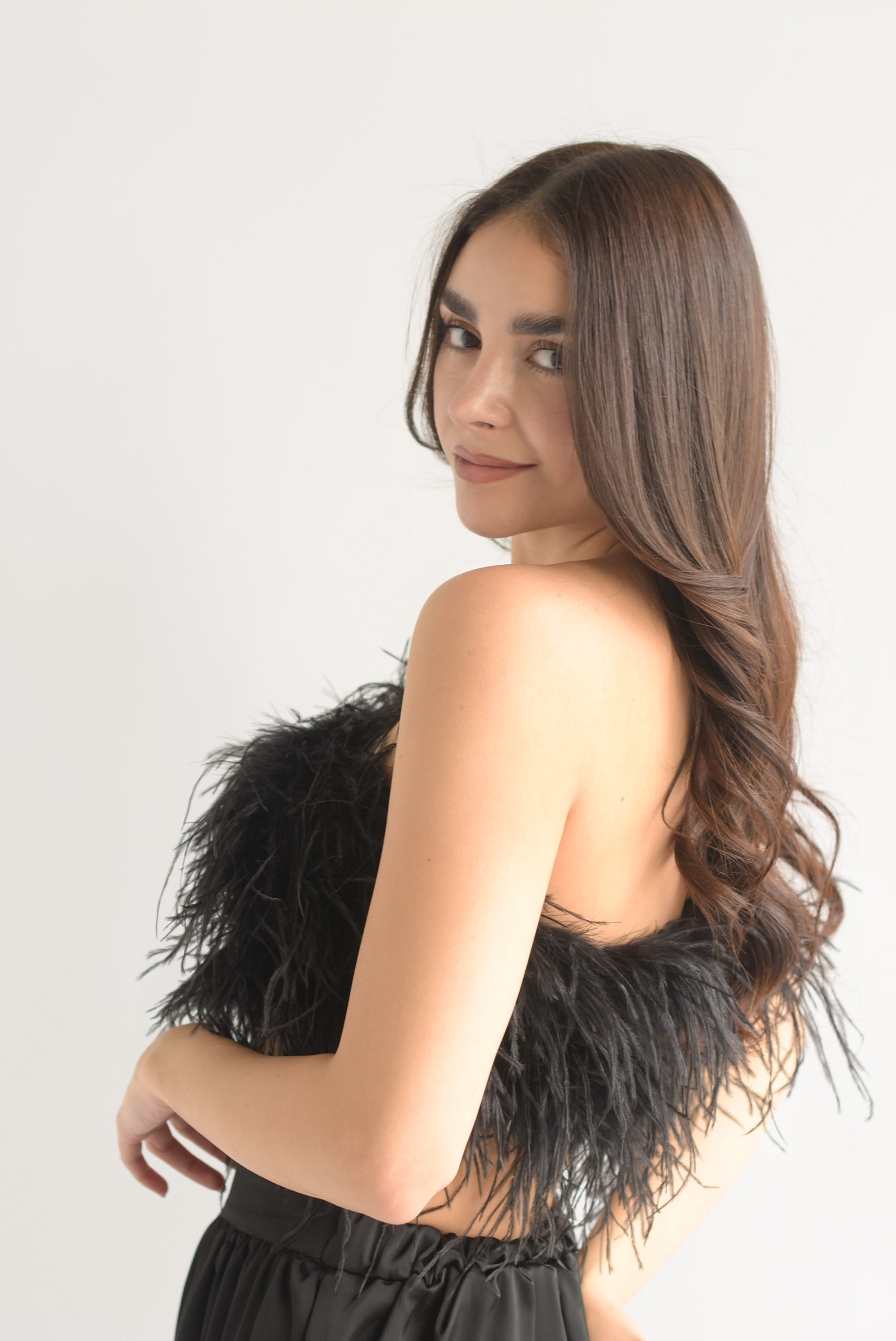 Top strapless plumas