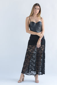 Fashion Styled Falda encaje abertura Negro