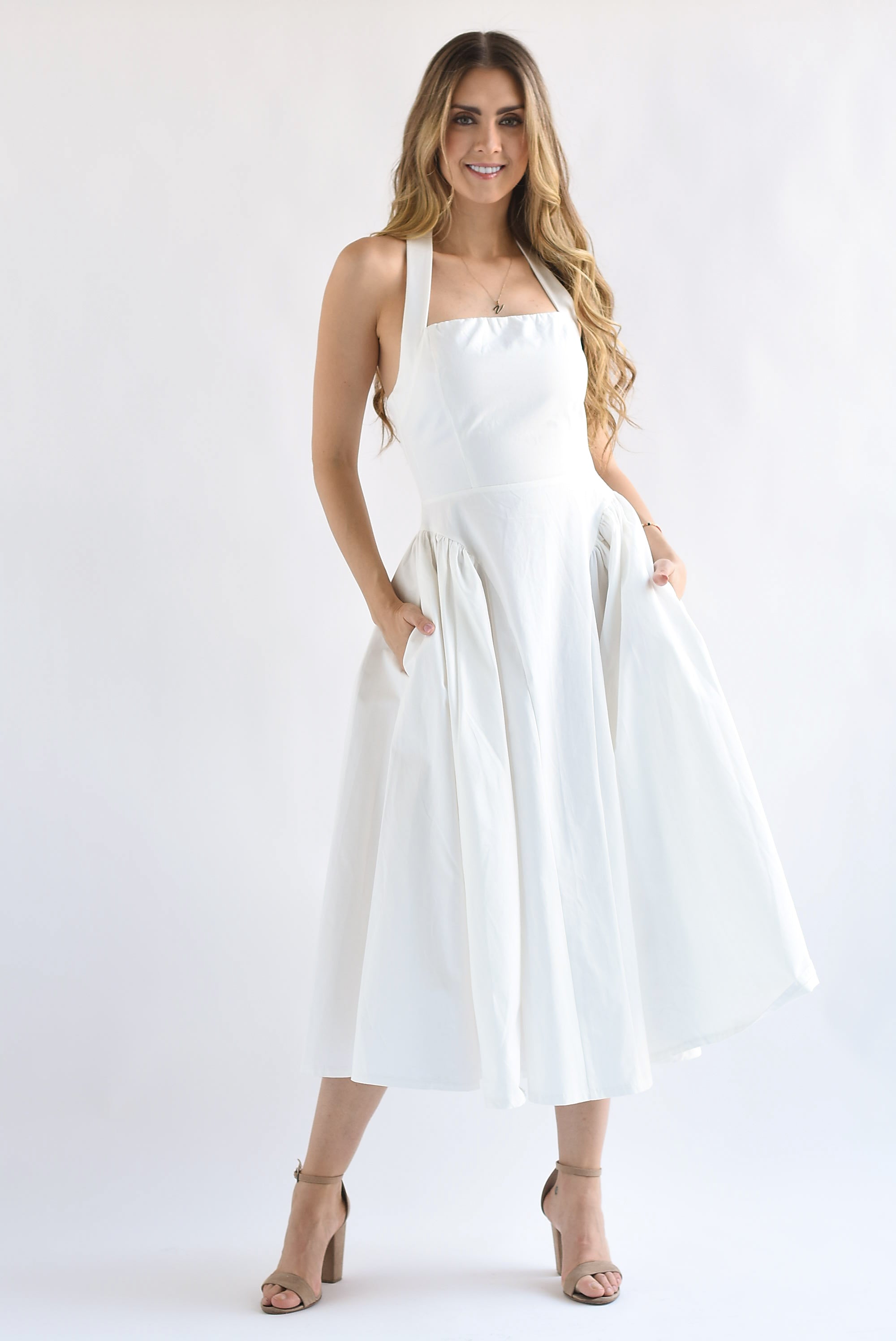 Vestido halter torso Blanco