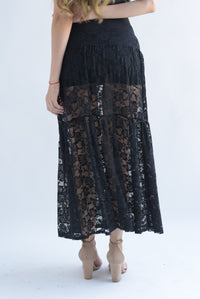 Fashion Styled Falda encaje abertura Negro