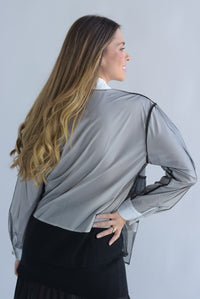 Fashion Styled Camisa cargo blanca con tulle Negro