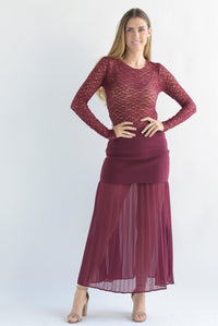 Fashion Styled Falda plisada en sobreposición Vino