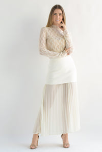 Fashion Styled Falda plisada en sobreposición Ivory