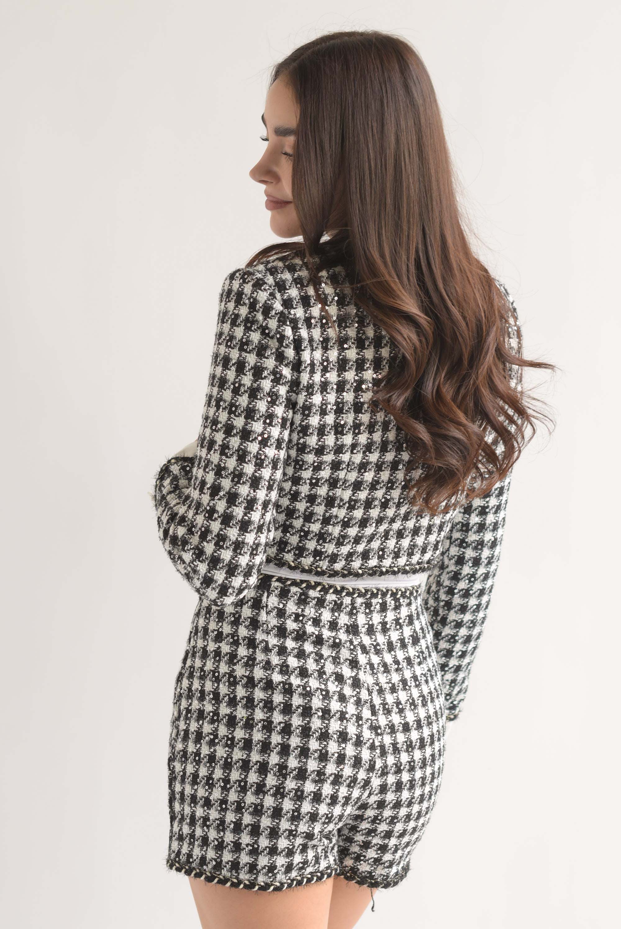 Set Short y Blazer puños tweed cuadros