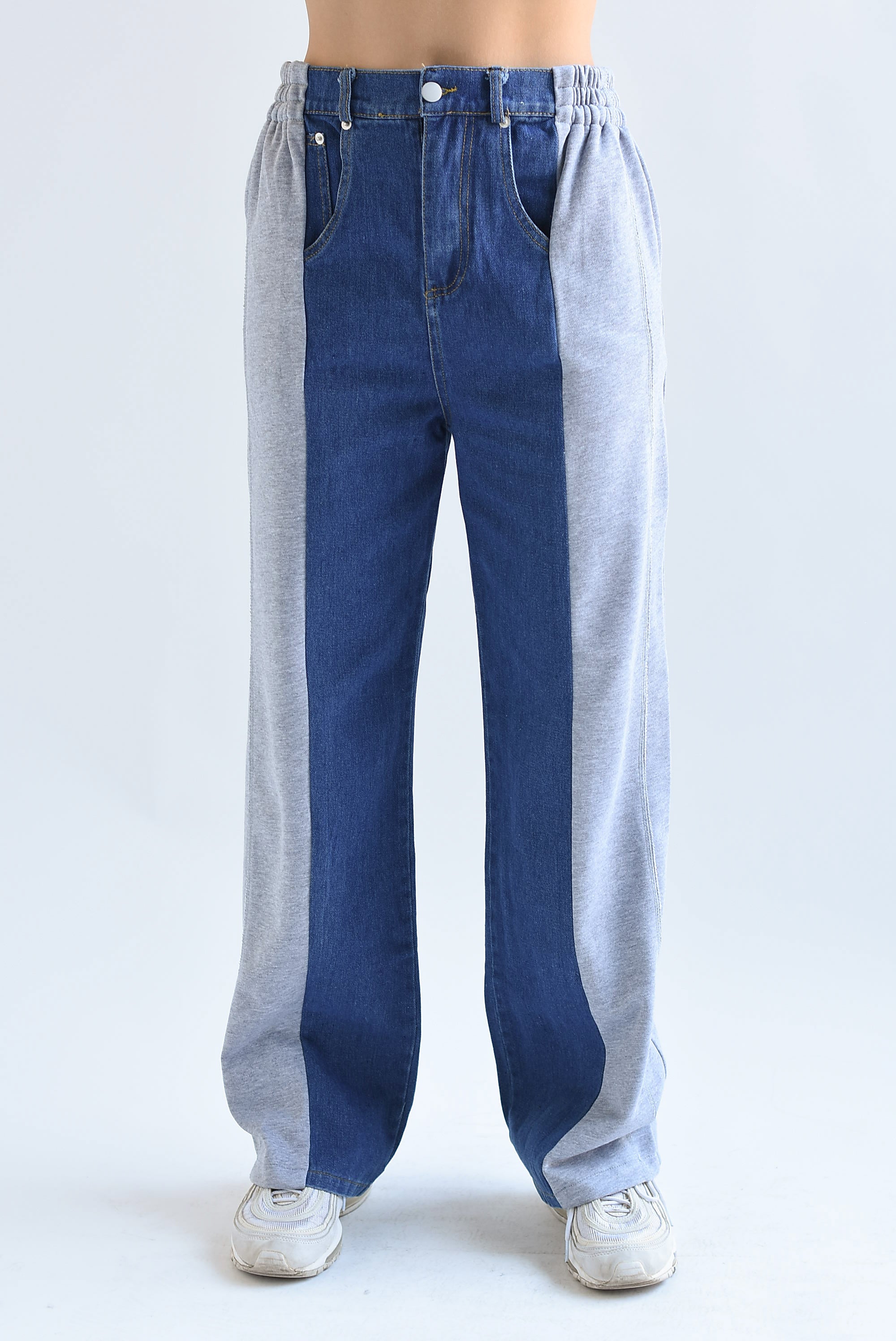 Jeans con pants lateral Gris