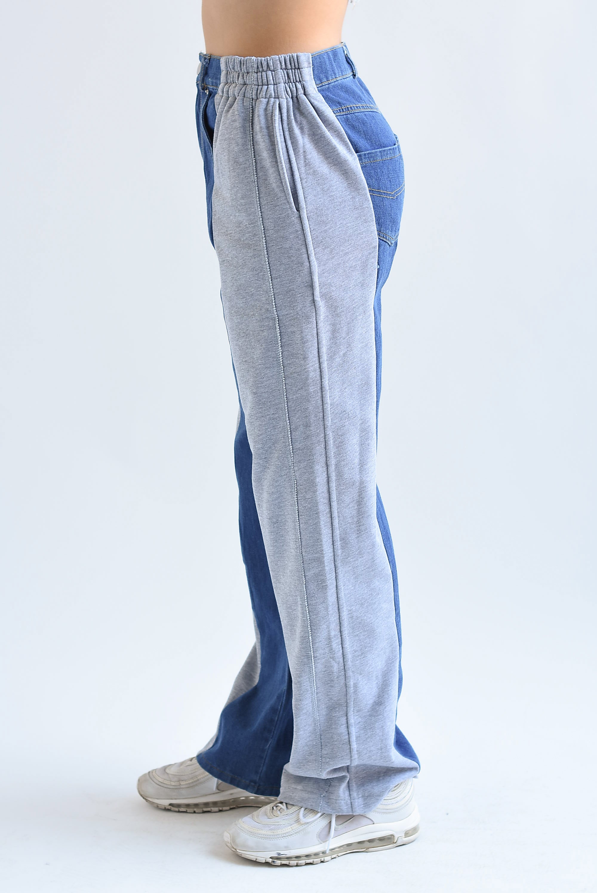 Jeans con pants lateral Gris