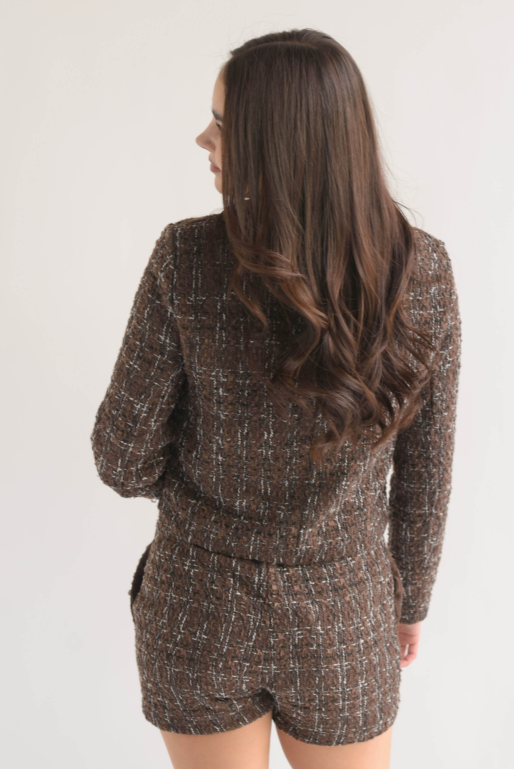 Set Short y Blazer tweed botón dorado