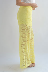 Fashion Styled Pantalón wide leg encaje Amarillo