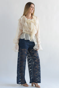 Fashion Styled Pantalón wide leg encaje Azul Navy