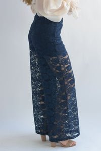 Fashion Styled Pantalón wide leg encaje Azul Navy