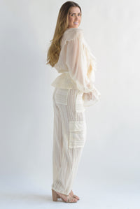 Fashion Styled Pantalón crochet cargo Crudo