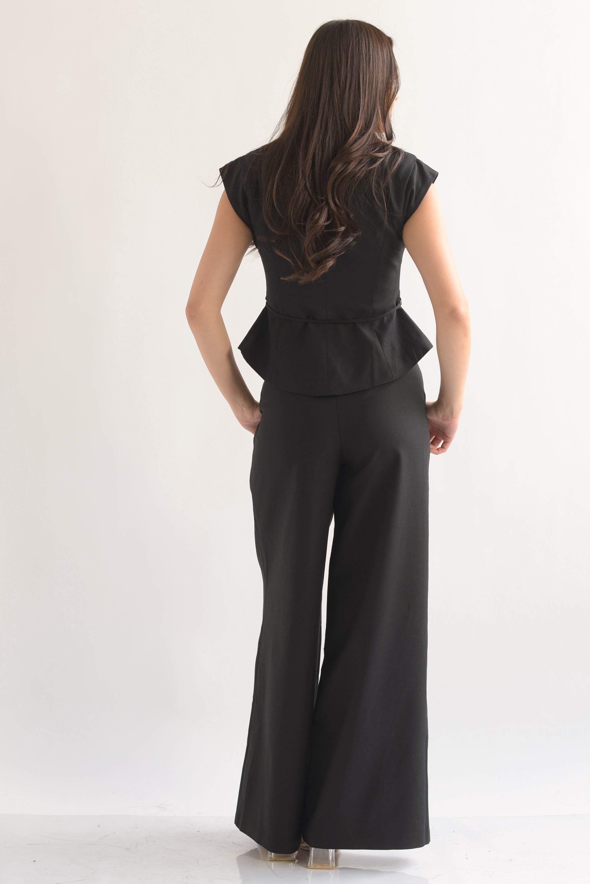 Set Pantalón super wide leg y Chaleco cruzado