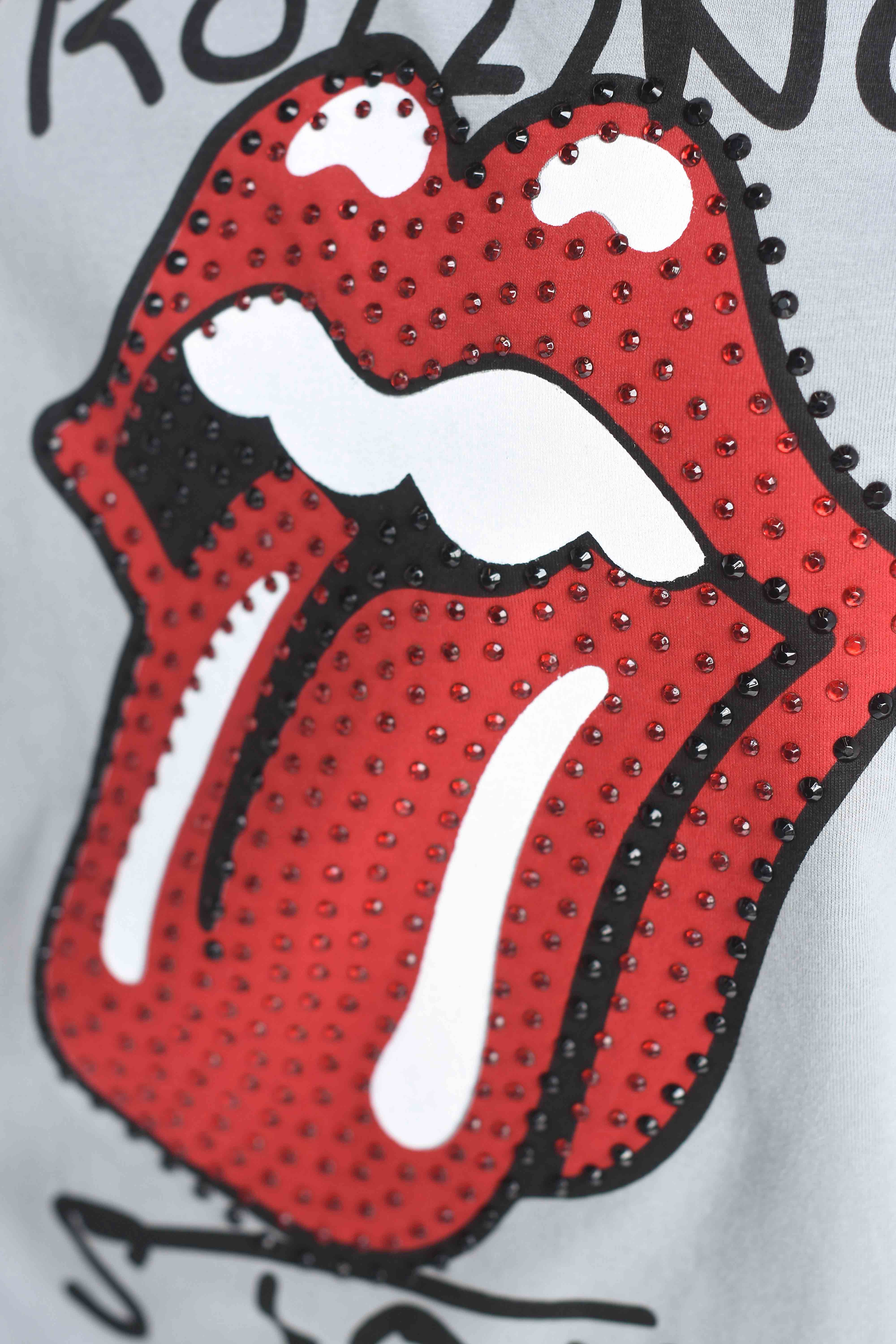 T-Shirt asimétrica Rolling Stones brillos