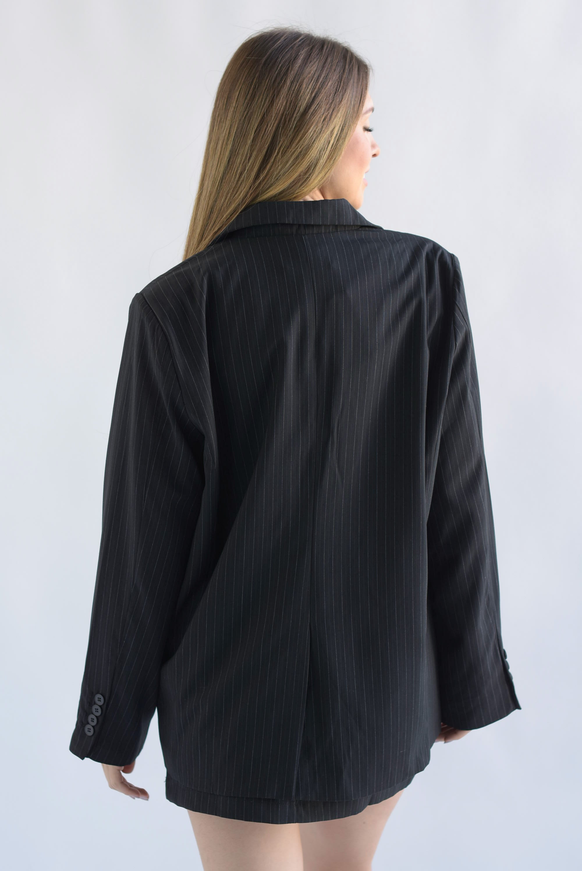 Set Falda y Blazer raya diplomática Negro