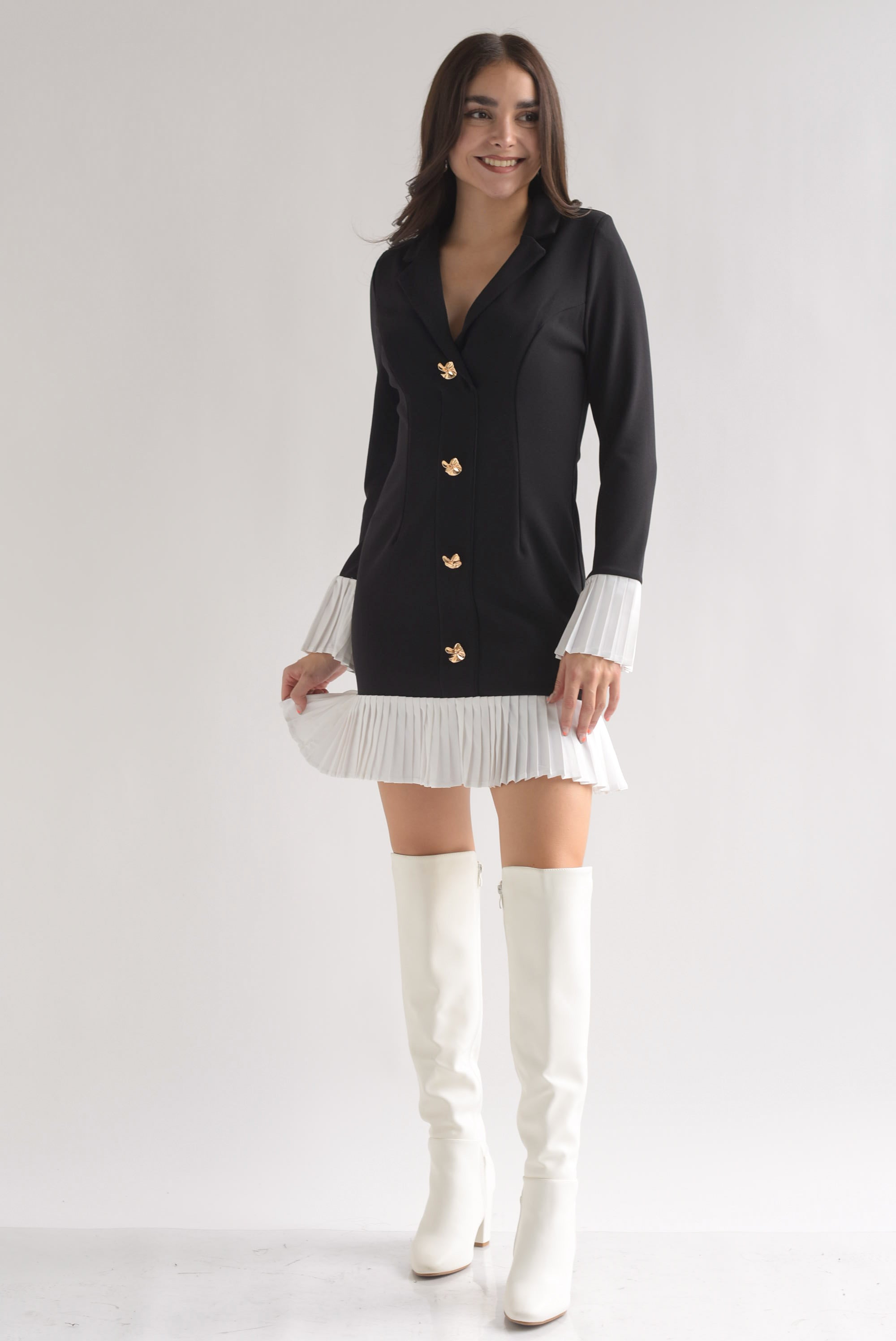 Vestido olán plisado blanco