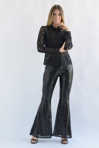 Fashion Styled Pantalón acampanado lentejuelas Negro