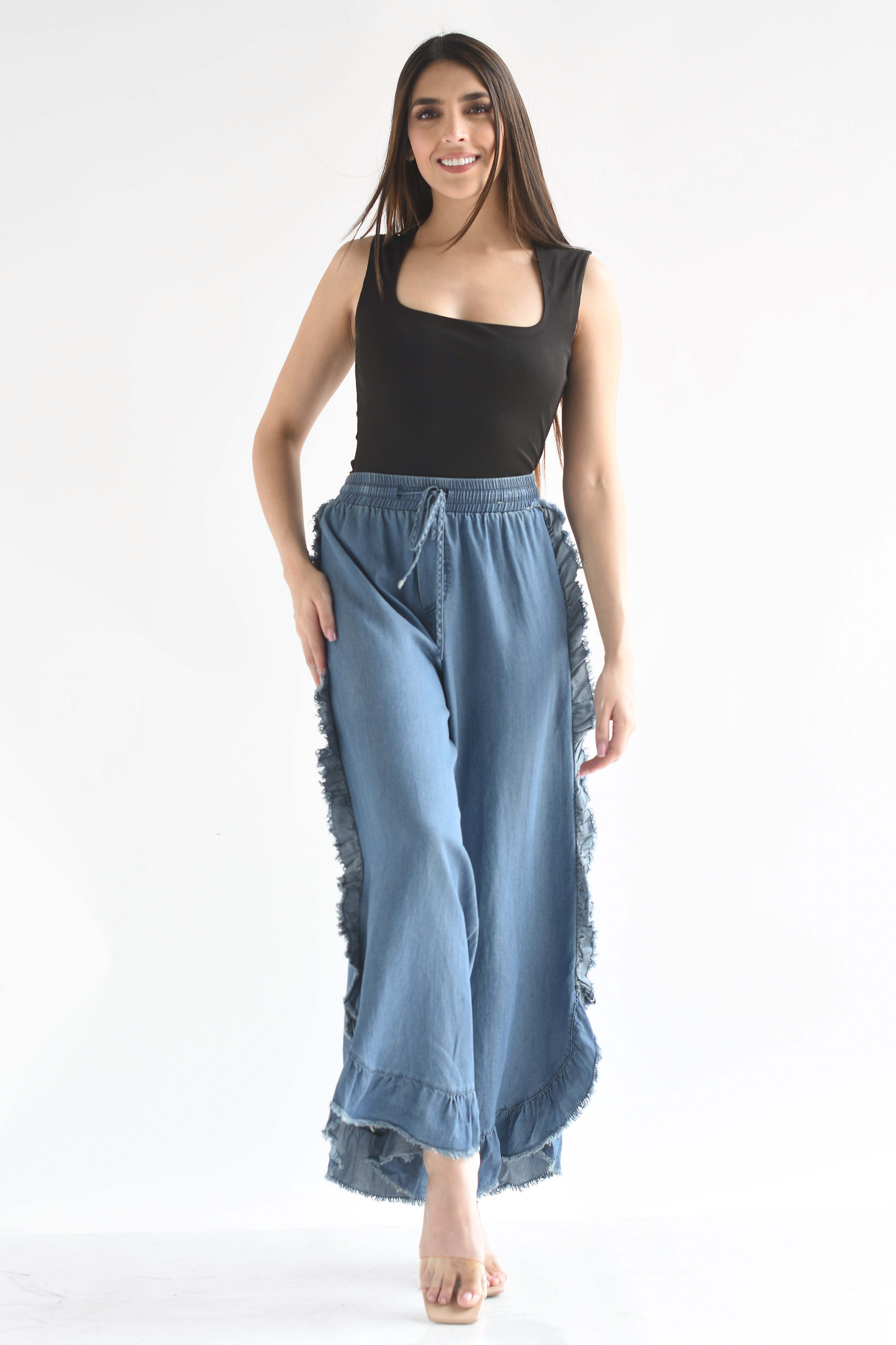 Pantalón Denim olán lateral