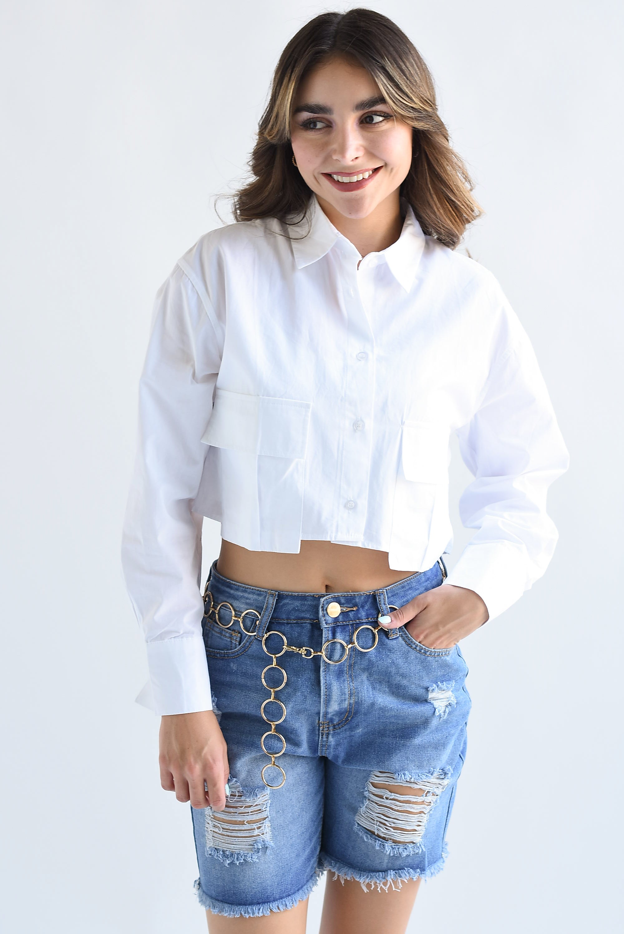 Bermuda cinturón argollas Denim