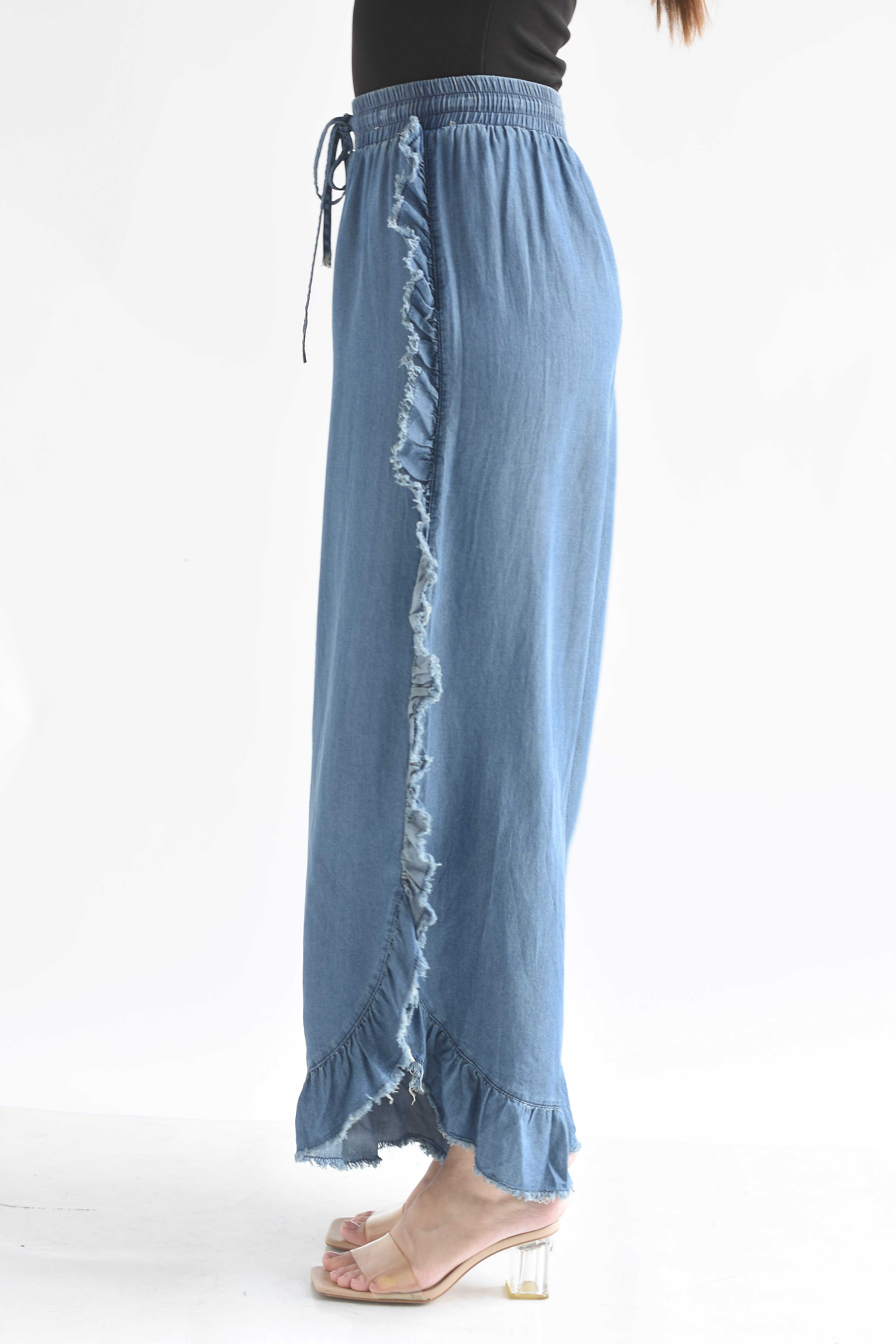 Pantalón Denim olán lateral