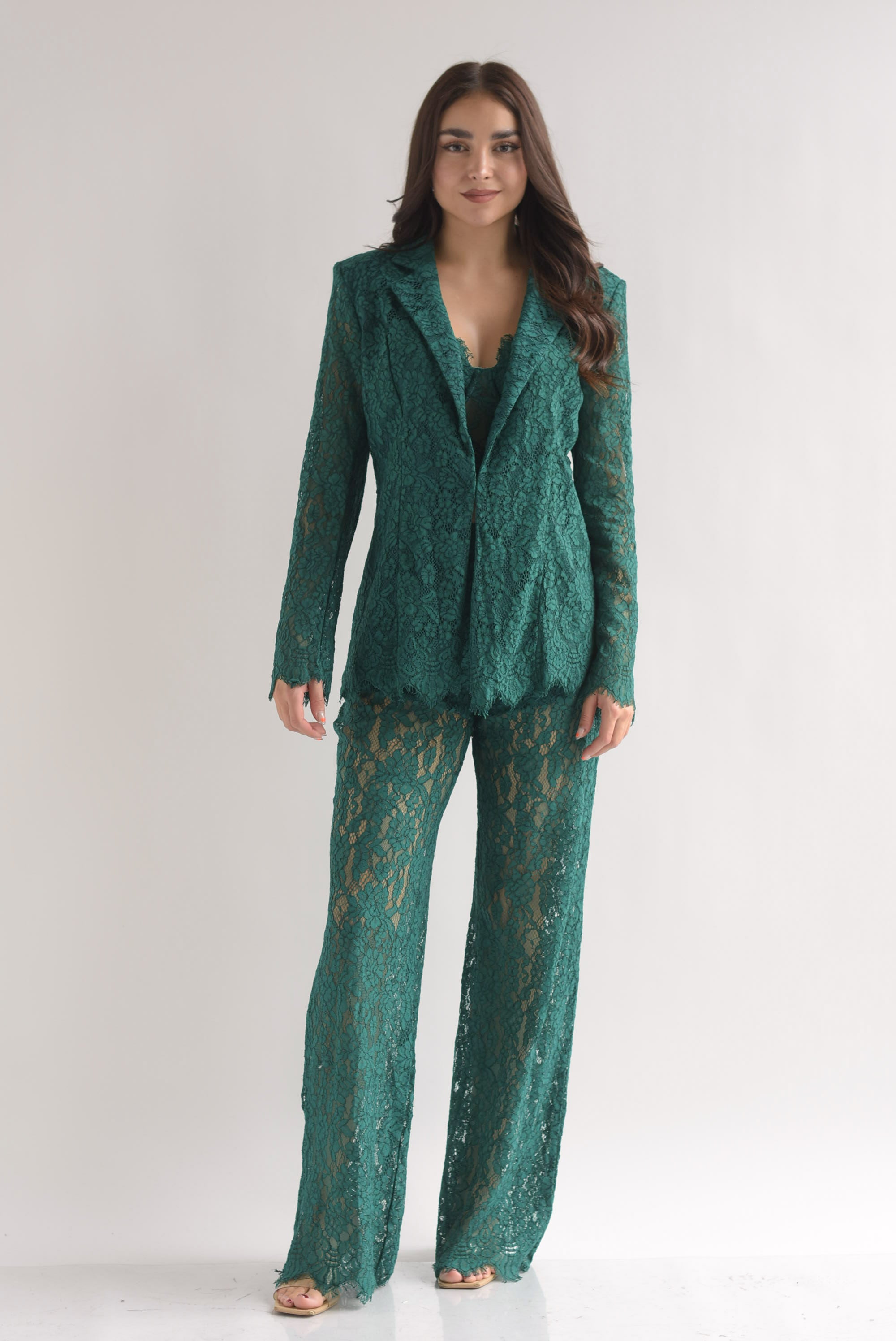 Set Pantalón, Top y Blazer encaje