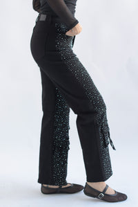 Fashion Styled Jeans cargo brillos Negro