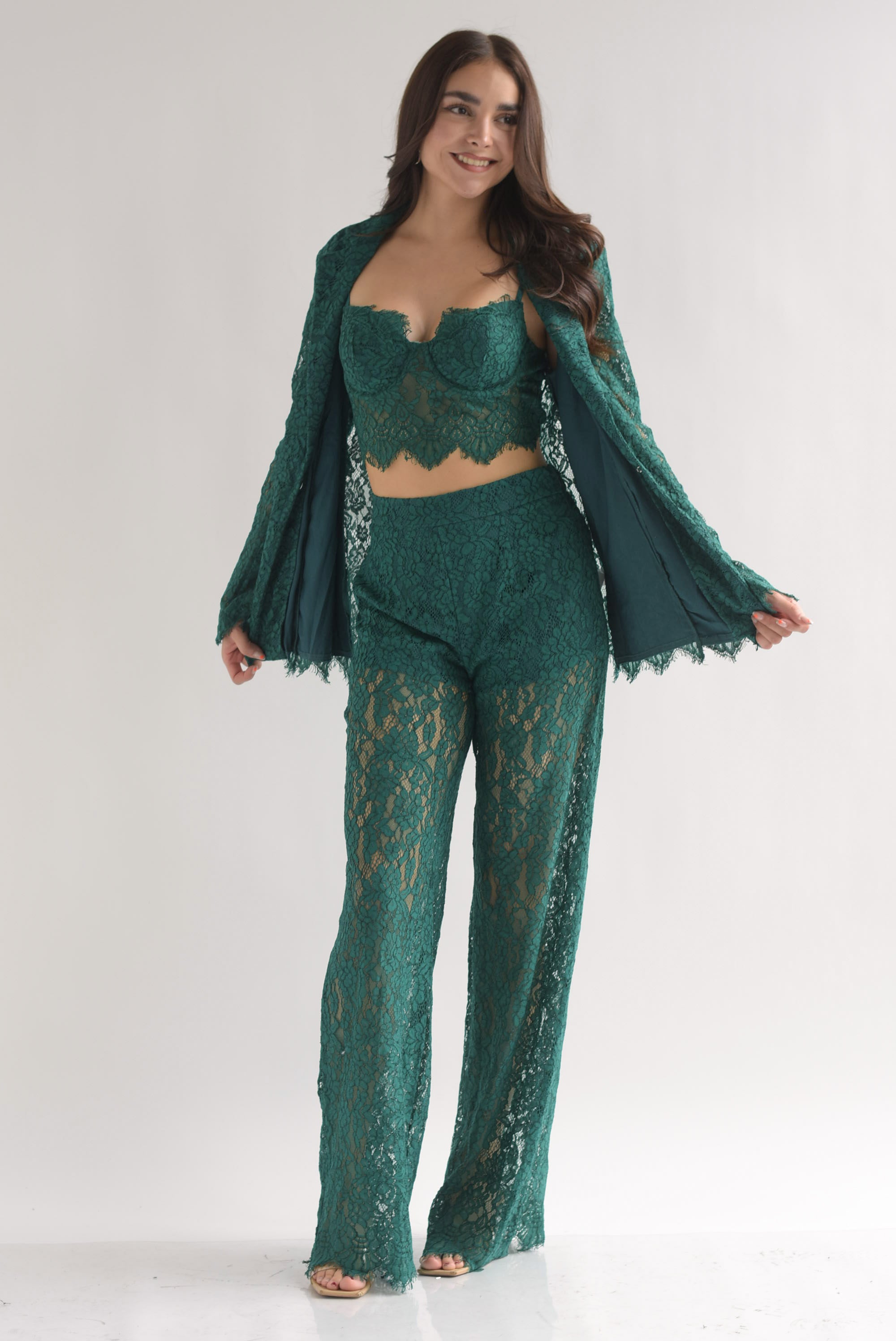 Set Pantalón, Top y Blazer encaje