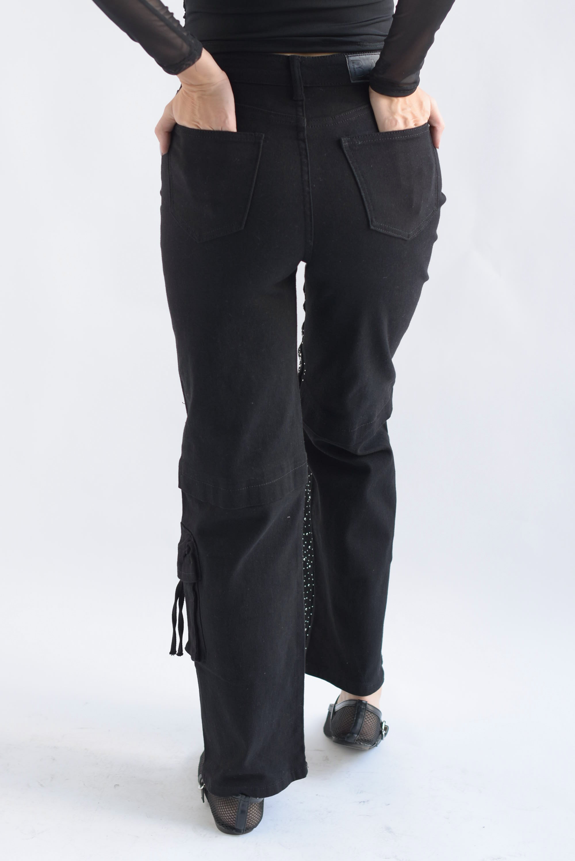 Jeans cargo brillos Negro