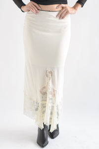 Fashion Styled Falda lencera cut-out encaje Ivory
