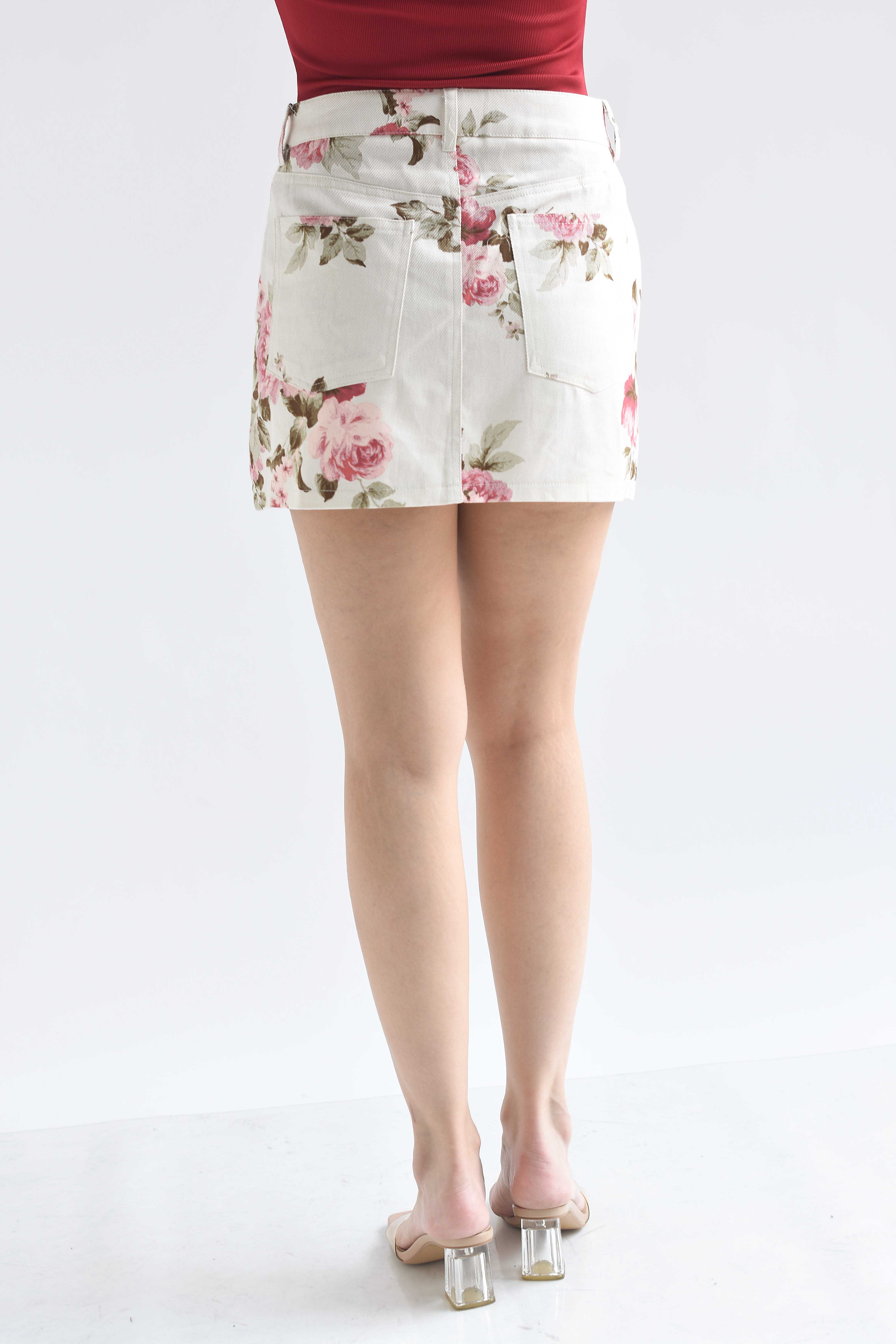 Falda corta Denim flores