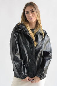 Fashion Styled Chamarra bomber vinipiel oversize Negro