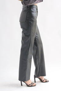 Fashion Styled Pantalón vinipiel pierna recta Negro