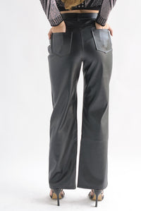 Fashion Styled Pantalón vinipiel pierna recta Negro