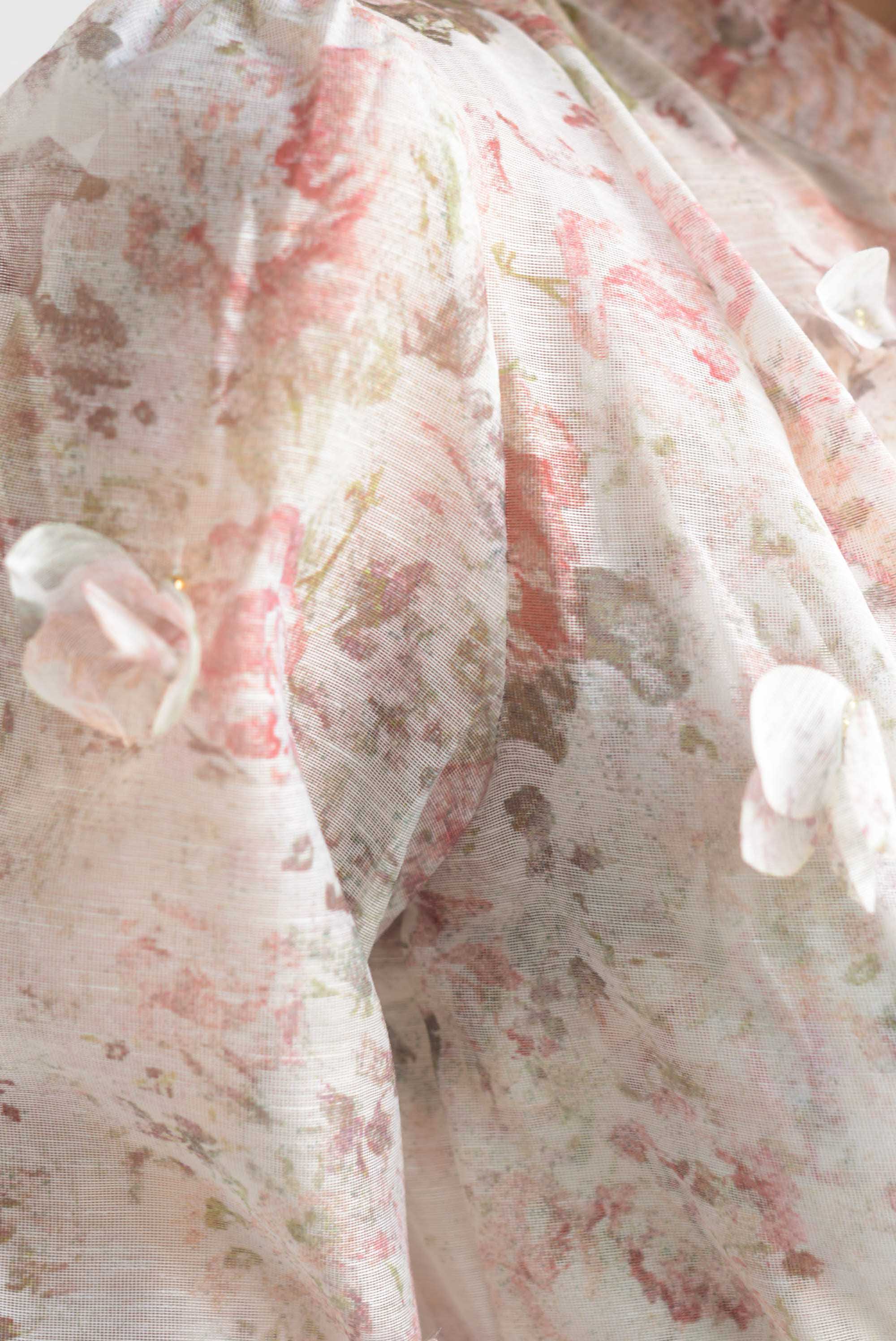 Vestido largo floral pétalos Ivory