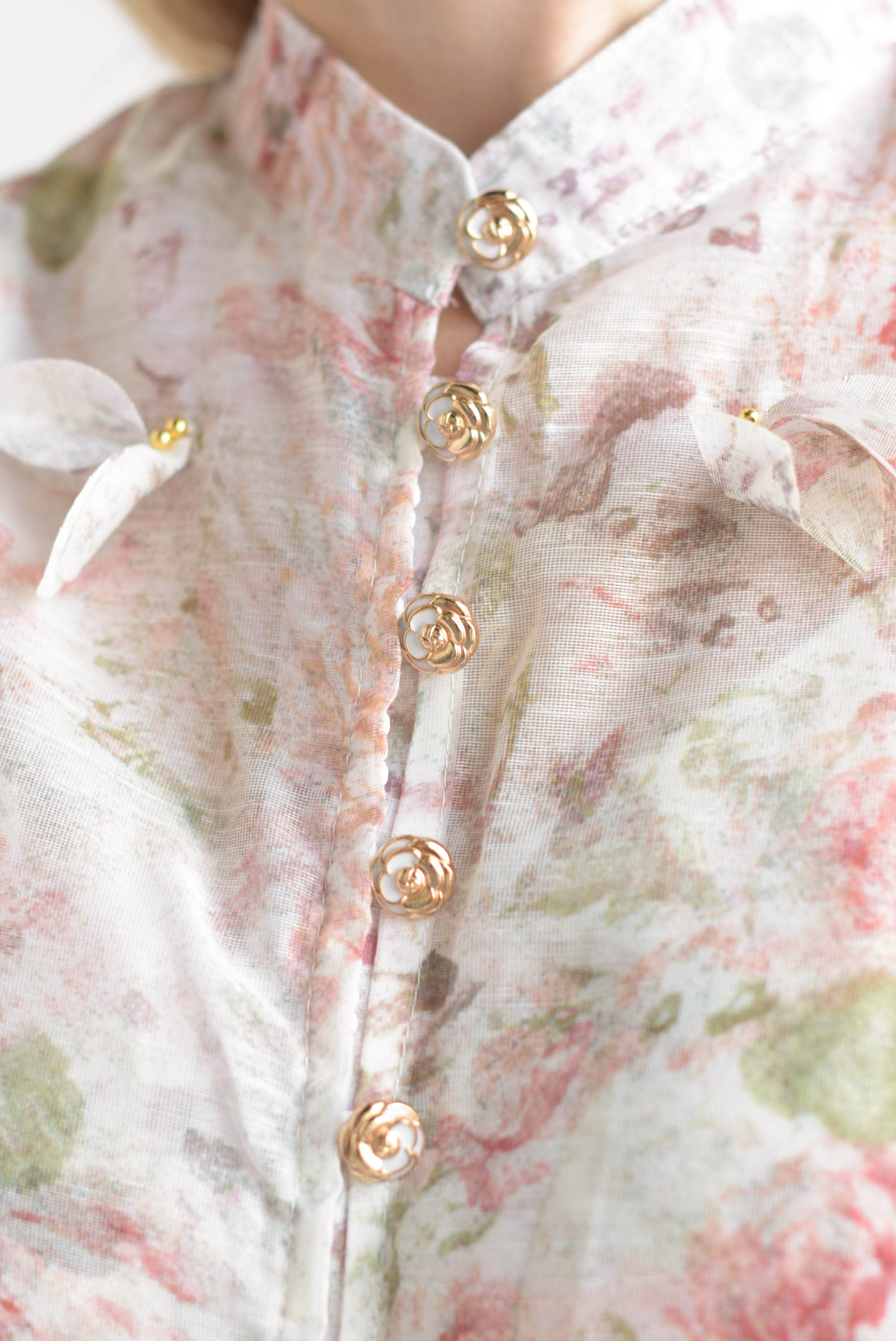 Vestido largo floral pétalos Ivory