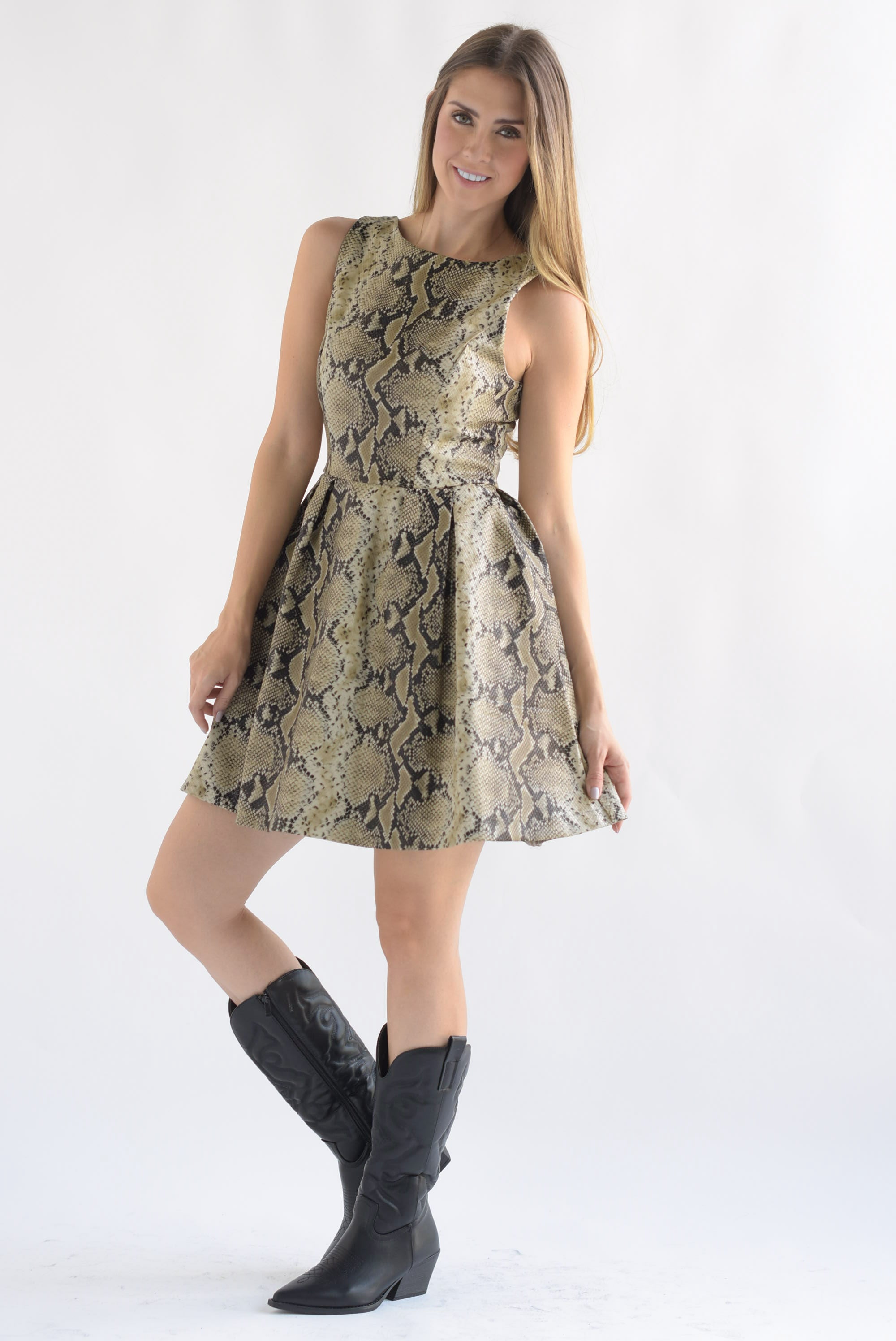 Vestido vinipiel texturizado Snake Print
