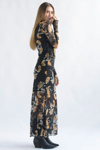 Fashion Styled Set Falda y Blusa encaje flores Negro