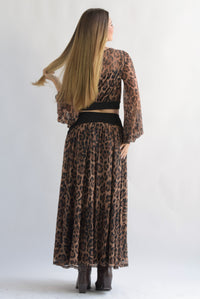 Fashion Styled Set Falda y Blusa mesh pretina Leopardo