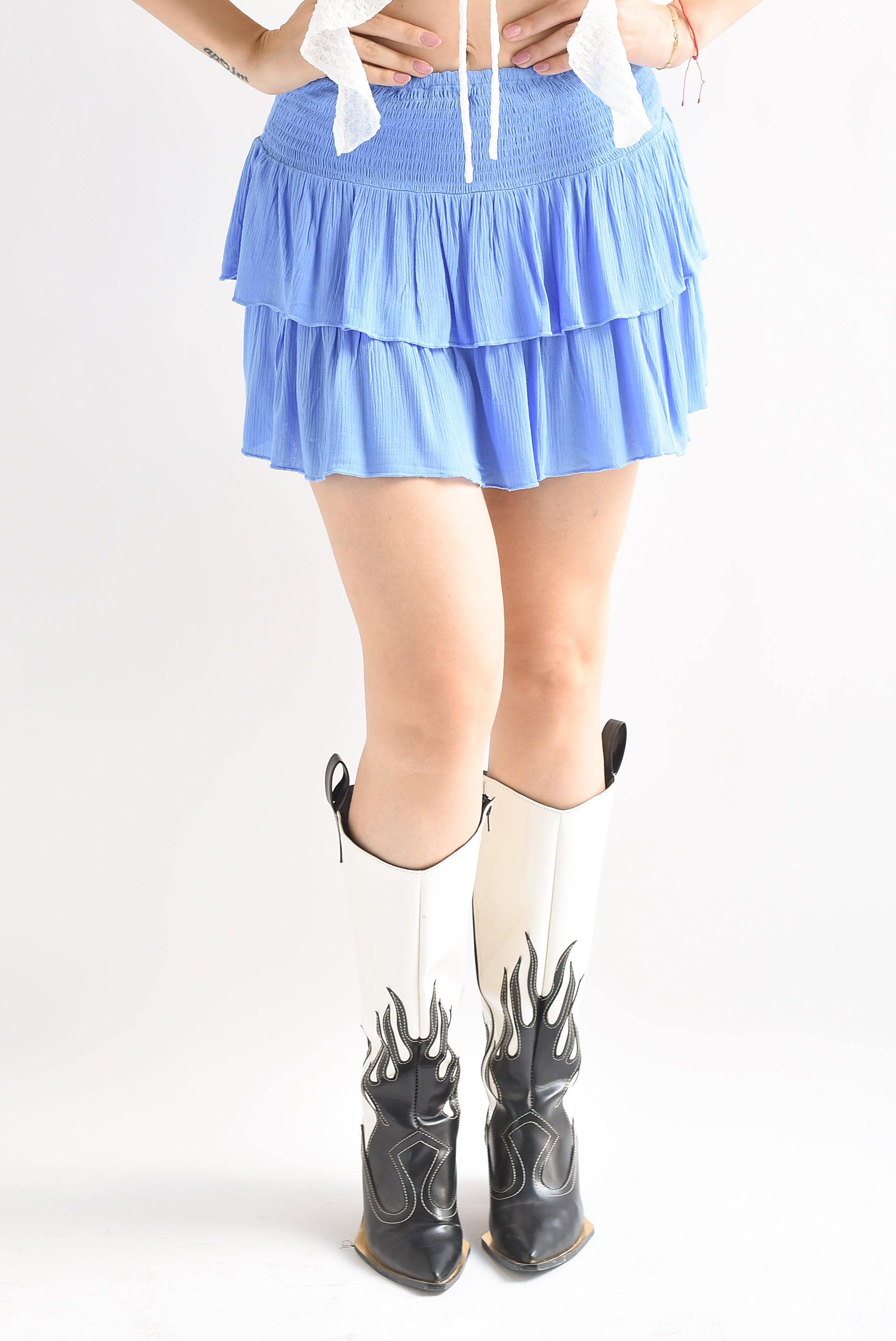 Falda mini olanes pretina elástica Azul