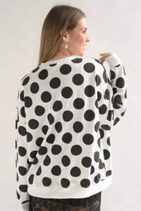 Fashion Styled Sudadera polka dots cerezas Blanco & Negro