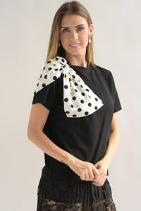 Fashion Styled T-Shirt moño polka dots Negro