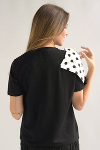Fashion Styled T-Shirt moño polka dots Negro