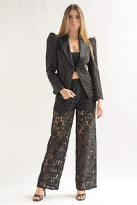 Fashion Styled Blazer smoking lunares Negro