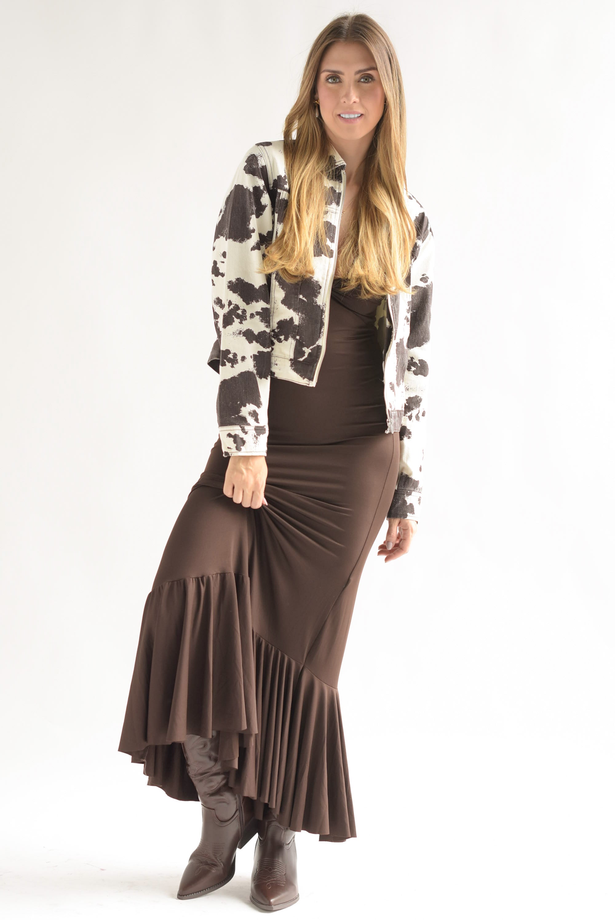 Chamarra denim cierre Cow