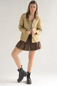 Fashion Styled Falda con short plisada tartán Espresso