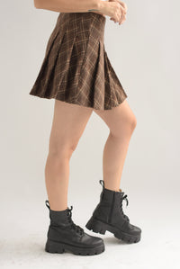 Fashion Styled Falda con short plisada tartán Espresso