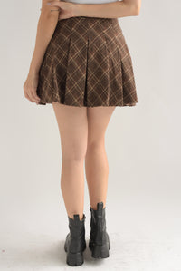 Fashion Styled Falda con short plisada tartán Espresso